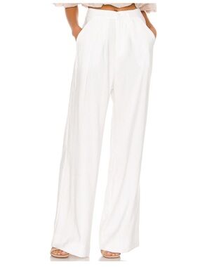 NONchalant White Fabi Satin Flowy Pants Size Small